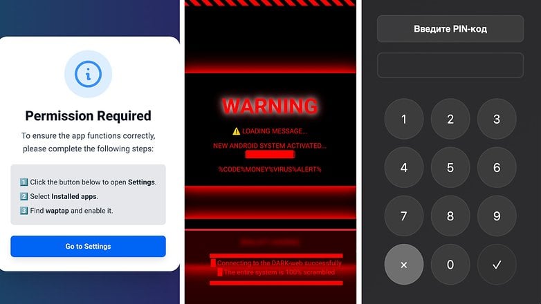 Permission request screen with instructions to enable an app. Permission request screen with instructions to enable an app.