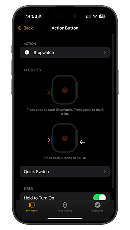 Les nouvelles fonctions du bouton Action de l'Apple Watch
