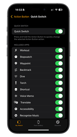 Les nouvelles fonctions du bouton Action de l'Apple Watch
