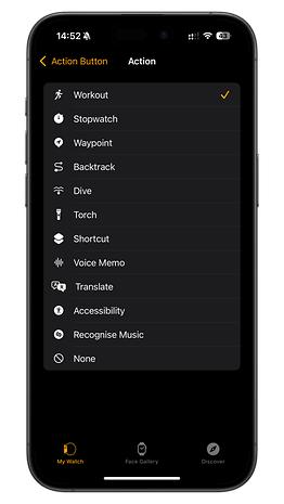 Les nouvelles fonctions du bouton Action de l'Apple Watch