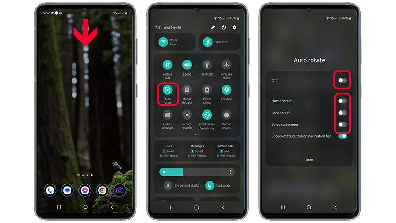 How to auto rotate screen for lock screen and home screen on Samsung Galaxy