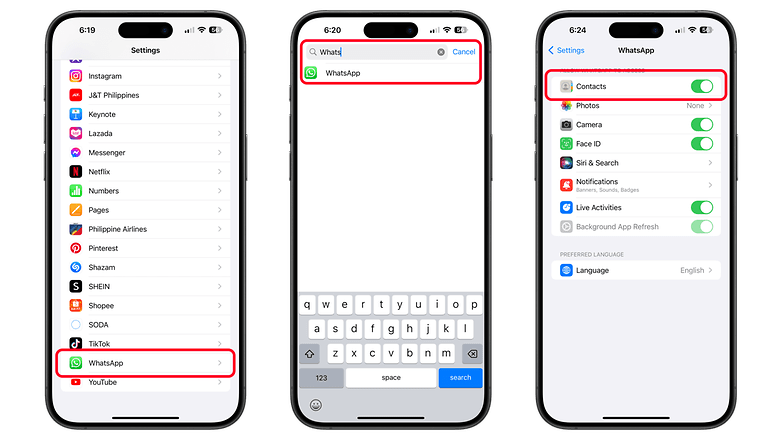 Fix contacts not showing on WhatsApp on iPhone