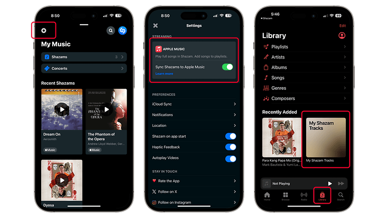 Screenshots: Shazam automatisch mit Apple Music synchronisieren