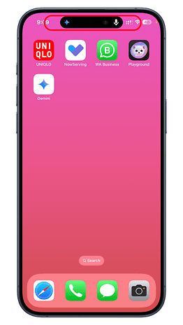 A smartphone screen displaying a pink gradient background with several app icons, including one labeled 'Gemini'.