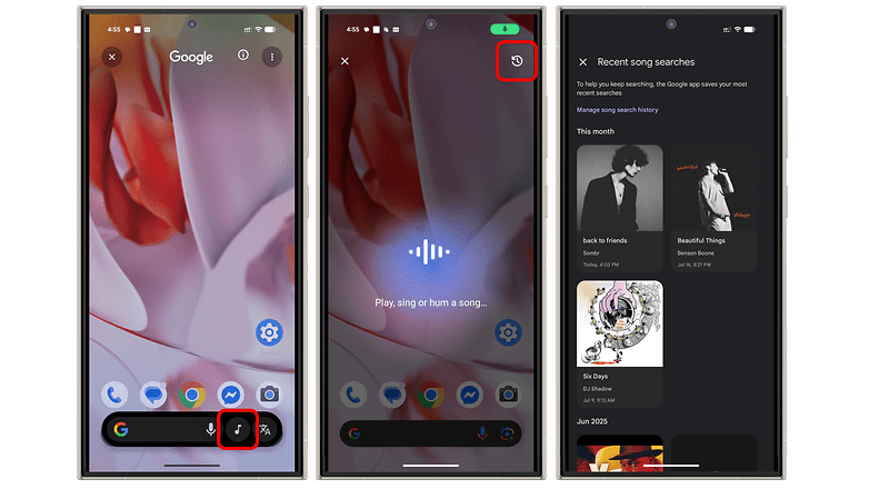Circle to Search's song search feature gets a new button to access recent song song searches.
