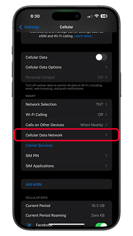 Resetting an APN or cellular data network on iPhone