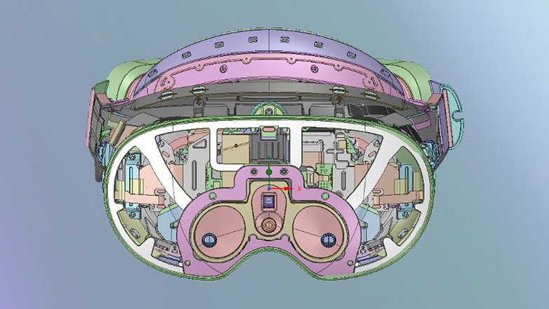 CAD-Skizze des Meta Quest Pro Headsets