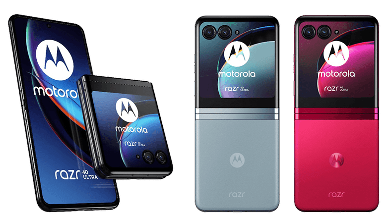 Motorola Razr 40 Ultra colors in black, blue, red