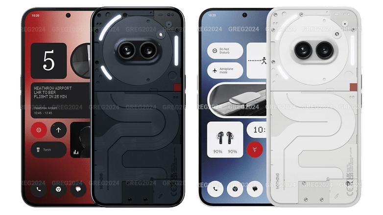 Le Phone (2a) n'existe pas en graphite/noir et en blanc. Il comporte moins de bandes lumineuses Led et la bobine de recharge sans fil est absente. / © NothingCommunity/user/Greg2024