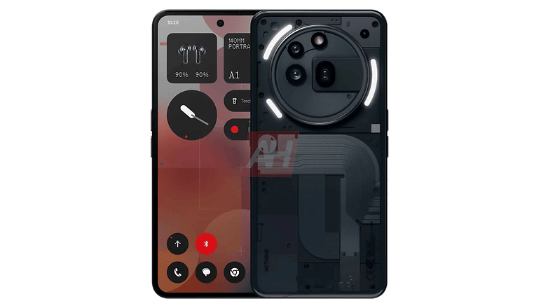 A smartphone displaying a sleek interface and a unique camera design.