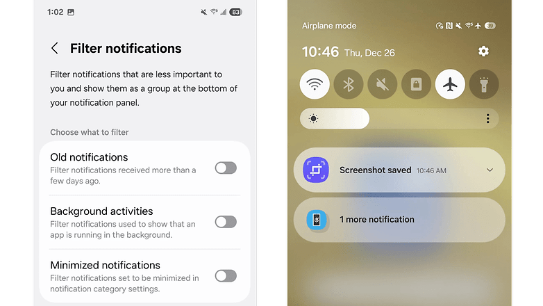 One UI 7's new Filter notifications