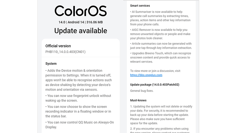 OnePlus ColorOS 14 Update