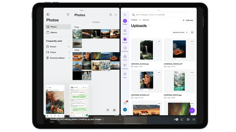 OxygenOS 16 interface displaying photo management with uploads and album sections. OxygenOS 16 interface displaying photo management with uploads and album sections.