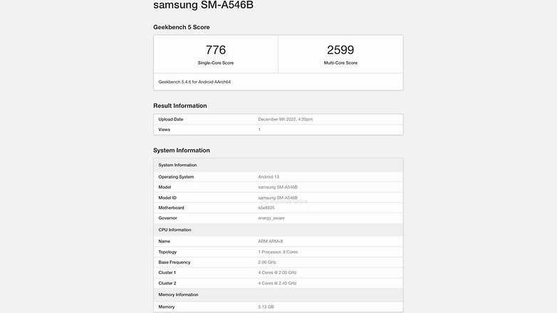 Punto de referencia Samsung Galaxy A54