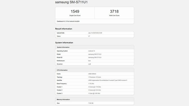 Samsung Galaxy S23 FE Benchmark