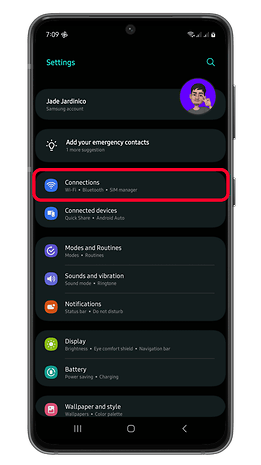 Samsung Galaxy connection settings