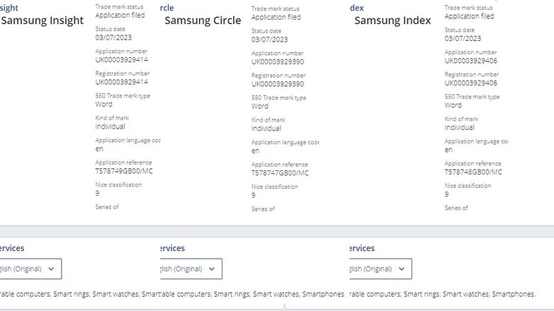 Samsung Circle, Index, Insight védjegyek