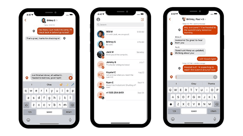 Screenshots der Garmin-Messenger-App