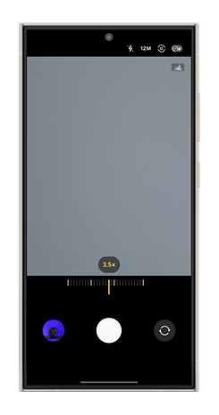 Interface de caméra avec un niveau de zoom de 3,5x et un indicateur de résolution de 12M.