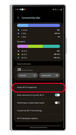 Menu de Wi-Fi secreto do Samsung Galaxy