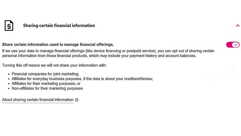 Document about sharing financial information for T-Mobile services. Document about sharing financial information for T-Mobile services.