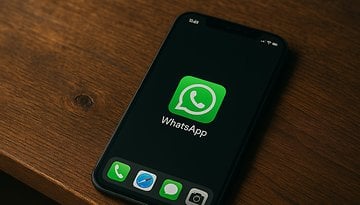 WhatsApp logo on an iPhone