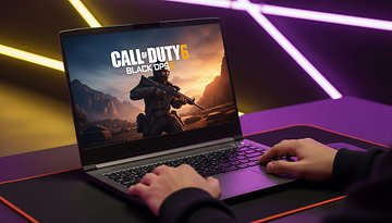 A person playing Call of Duty 6: Black Ops on a laptop.