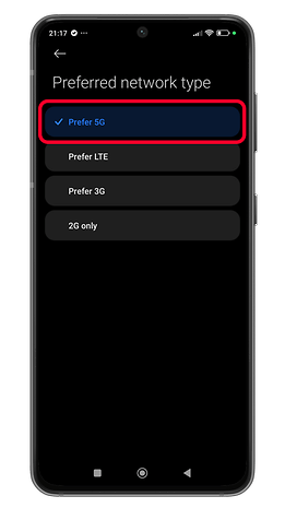 Changing preferred network type on Xiaomi HyperOS