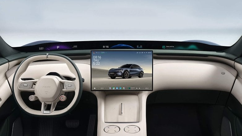 Xiaomi YU7 electric SUV and its interior with panoramic display. Xiaomi YU7 electric SUV and its interior with panoramic display.