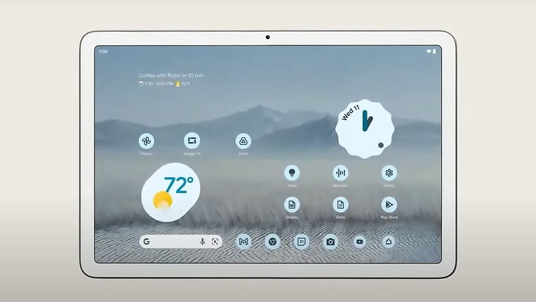 Uitzicht op de voorkant van de Google Pixel Tablet