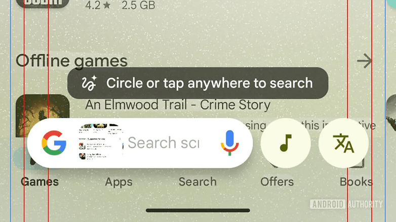 Screenshot von Circle to Search mit Audio-Button
