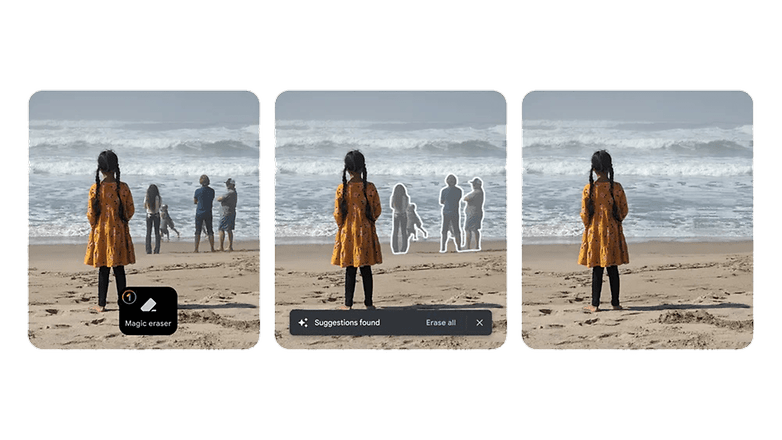 Screenshot von der "Magic Eraser"-Funktion in Google Fotos