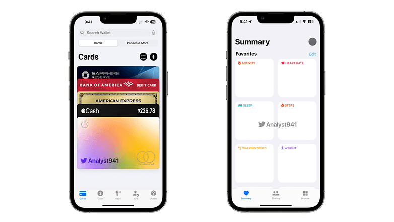 Apple Wallet und Apple Health Screenshot