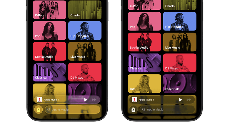 The iOS 26 Beta 2 (left side) shows prominent glowing effect around the elements compared to a frost-like effect in iOS 26 Beta 3 (right). The iOS 26 Beta 2 (left side) shows prominent glowing effect around the elements compared to a frost-like effect in iOS 26 Beta 3 (right).