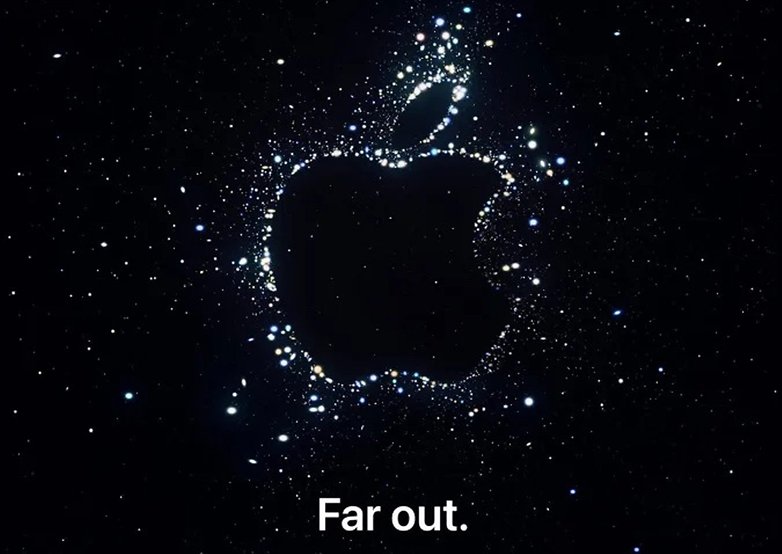 Sternenhimmel mit einem stilisierten Apple-Logo aus Sternen