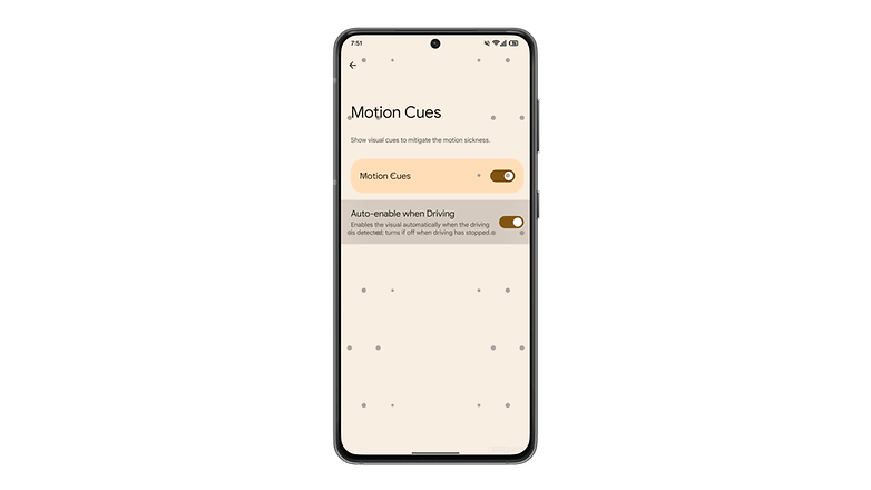 Android's Motion Cues feature on Android 15