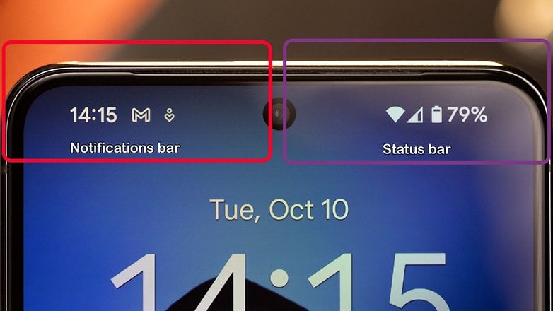 L'emplacement de la barre de notification et de la barre d'état sur votre appareil Android