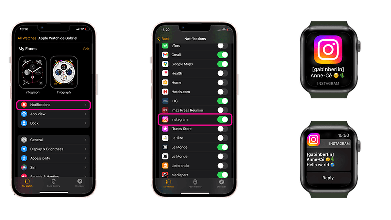 Activer les notifications d'Instagram sur l'Apple Watch pour interagir