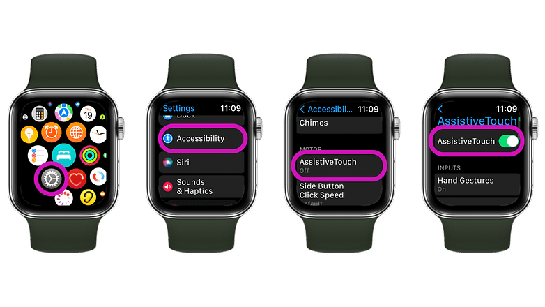 Activer l'AssistiveTouch daripada Apple Watch