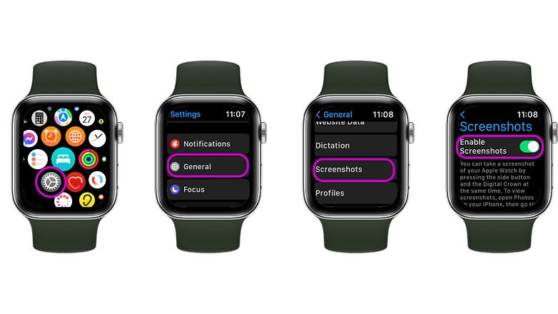 Activer la capture d'écran sur Apple Watch