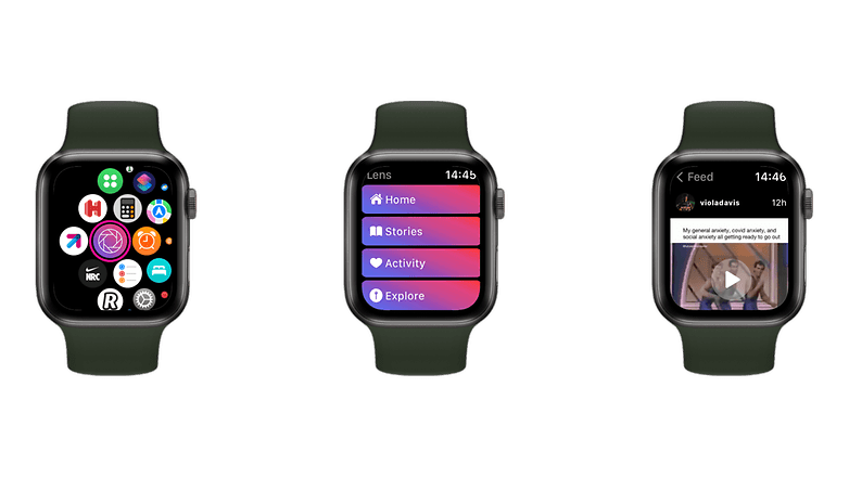 Die Lens-App für die Apple Watch auf Screenshots.