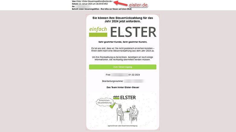 Elster-Phishing-Benachrichtigung