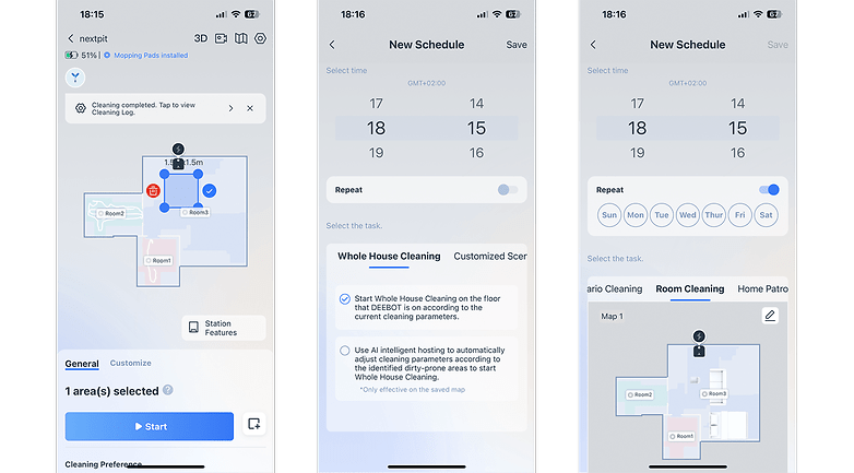 Ecovacs Deebot X2 Omni Ecovacs-App Screenshot Pläne