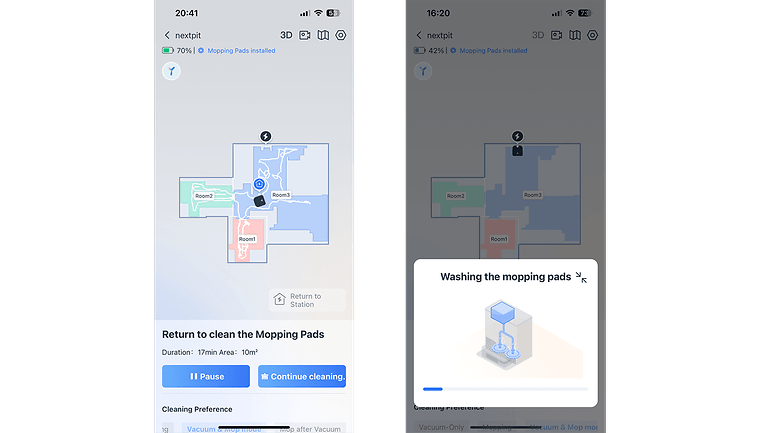 Ecovacs Deebot X2 Omni Screenshot live-Vorgänge