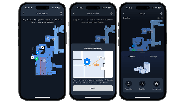 SwitchBot S10-App-Oberfläche zeigt Einstellungen und Steuerungsoptionen für die Wasserstation.