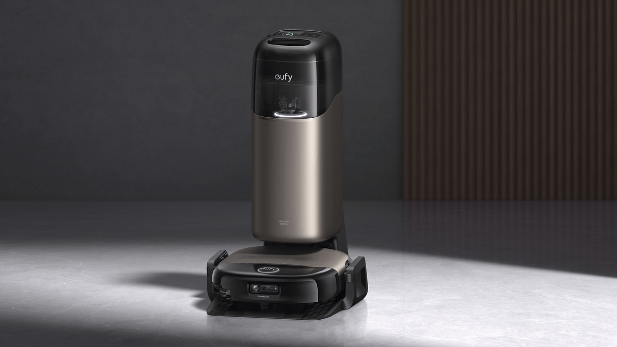 Un aspirateur robot Eufy Omni S2 dans un cadre moderne.