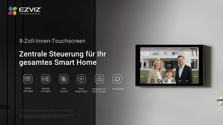 8-Zoll-Touchscreen zur zentralen Steuerung Ihres Smart Homes mit Live-Ansicht und Zwei-Wege-Audio.