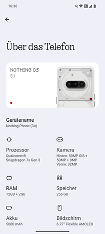 Einstellungen Screenshot Nothing Phone 3a