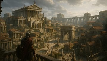 An image of a soldier looking over his empire.