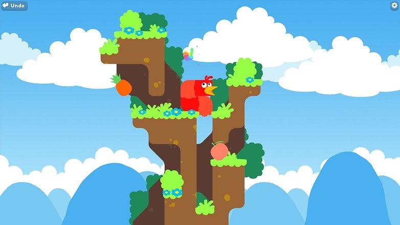 A screenshot of the game Snakebird.